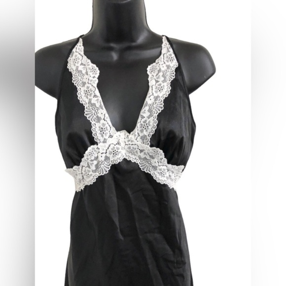 Sincerely Jules white lace open back satin effect black maxi slip dress size XL - Picture 12 of 15